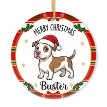 Load image into Gallery viewer, Pit Bull Christmas Ornament - Personalized Whimsical Holiday Cartoon Art Design - with Name-Christmas Ornament-Christmas,Personalize Artwork,Pit Bull-1
