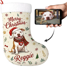 Load image into Gallery viewer, Pit Bull Christmas Stocking - Cozy Festive Wishes - Personalize with Photo and Name-Christmas Ornament-Christmas,Christmas Stocking,Personalize Artwork-1