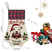 Load image into Gallery viewer, Pit Bull Christmas Stocking - Holly &amp; Tartan Portrait - Personalize with Photo and Name-Christmas Ornament-Christmas,Christmas Stocking,Personalize Artwork-4