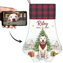Load image into Gallery viewer, Pit Bull Christmas Stocking - Home for the Holidays - Personalize with Photo and Name-Christmas Ornament-Christmas,Christmas Stocking,Personalize Artwork-1