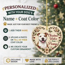 Load image into Gallery viewer, Pit Bull Dog Ornament - Christmas Wishes Design - Personalized with Name-Christmas Ornament-Christmas,Personalize Artwork,Pit Bull-2