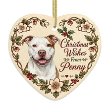 Load image into Gallery viewer, Pit Bull Dog Ornament - Christmas Wishes Design - Personalized with Name-Christmas Ornament-Christmas,Personalize Artwork,Pit Bull-4