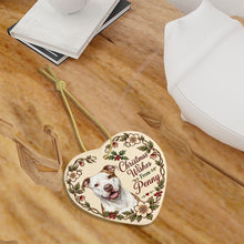 Load image into Gallery viewer, Pit Bull Dog Ornament - Christmas Wishes Design - Personalized with Name-Christmas Ornament-Christmas,Personalize Artwork,Pit Bull-7