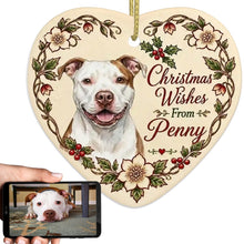 Load image into Gallery viewer, Pit Bull Dog Ornament - Christmas Wishes Design - Personalized with Name-Christmas Ornament-Christmas,Personalize Artwork,Pit Bull-1