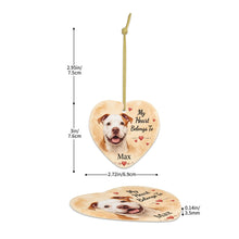 Load image into Gallery viewer, Pit Bull Dog Ornament - My Heart Belongs To Design - Personalized with Name-Christmas Ornament-Christmas,Personalize Artwork,Pit Bull-3