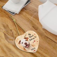 Load image into Gallery viewer, Pit Bull Dog Ornament - My Heart Belongs To Design - Personalized with Name-Christmas Ornament-Christmas,Personalize Artwork,Pit Bull-5