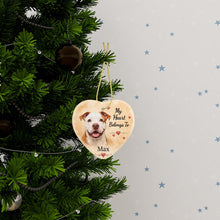 Load image into Gallery viewer, Pit Bull Dog Ornament - My Heart Belongs To Design - Personalized with Name-Christmas Ornament-Christmas,Personalize Artwork,Pit Bull-6