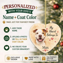 Load image into Gallery viewer, Pit Bull Dog Ornament - My Heart Belongs To Design - Personalized with Name-Christmas Ornament-Christmas,Personalize Artwork,Pit Bull-7