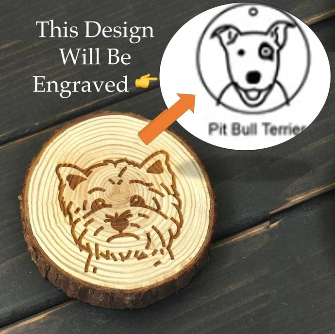 Image of a wood-engraved American Pit Bull Terrier coaster