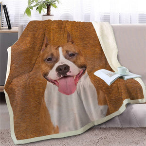 Image of a beautiful Pitbull blanket in the cutest smiling Pitbull design