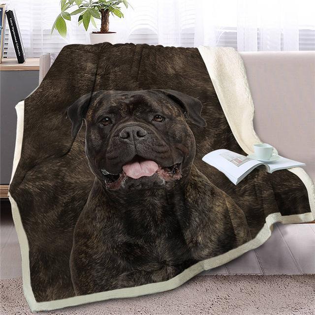 Image of a Staffordshire Bull Terrier blanket in the cutest Staffordshire Bull Terrier design