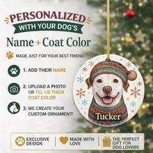 Load image into Gallery viewer, Pit Bull Ornament - Christmas Folk Art Design - Personalize with Photo and Name