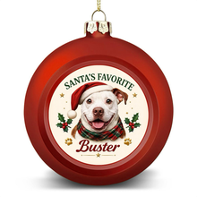 Load image into Gallery viewer, Pit Bull Ornament - Classic Red Round Shape - Santa's Favourite Design - Personalized with Name-Christmas Ornament-Christmas,Personalize Artwork,Pit Bull-4