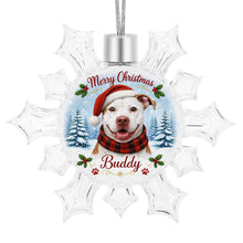 Load image into Gallery viewer, Pit Bull Ornament - Personalized Snowflake Shaped Christmas Snow Globe Design - with Name-Christmas Ornament-Christmas,Personalize Artwork,Pit Bull-4