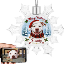 Load image into Gallery viewer, Pit Bull Ornament - Personalized Snowflake Shaped Christmas Snow Globe Design - with Name-Christmas Ornament-Christmas,Personalize Artwork,Pit Bull-1