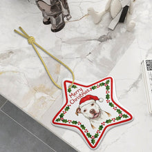 Load image into Gallery viewer, Pit Bull Ornament - Personalized Star Shaped Christmas Folk-Art Design-Christmas Ornament-Christmas,Personalize Artwork,Pit Bull-5