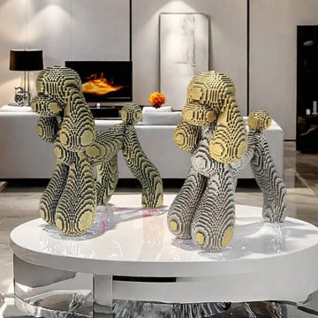 Pixel Block Poodles Resin Statues 2 360x