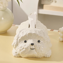 Load image into Gallery viewer, Play Pose Maltese Ceramic Tissue Box Statue-2