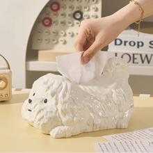 Load image into Gallery viewer, Play Pose Maltese Ceramic Tissue Box Statue-3
