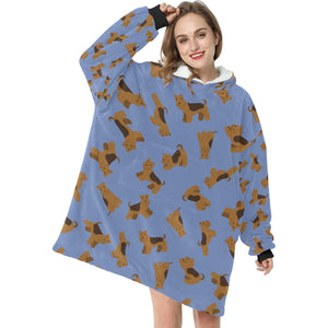 Playful Airedale Terrier Love Blanket Hoodie-19