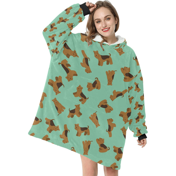 Playful Airedale Terrier Love Blanket Hoodie-22