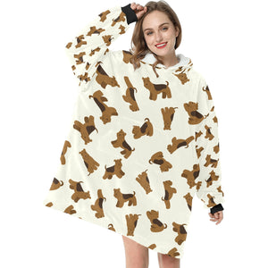 Playful Airedale Terrier Love Blanket Hoodie-4
