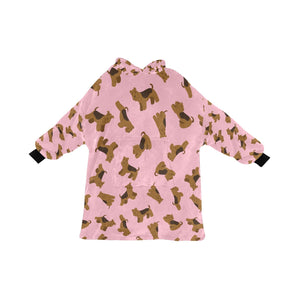 Playful Airedale Terrier Love Blanket Hoodie-Pink-ONE SIZE-2