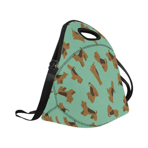 Playful Airedale Terrier Love Neoprene Lunch Bag-13