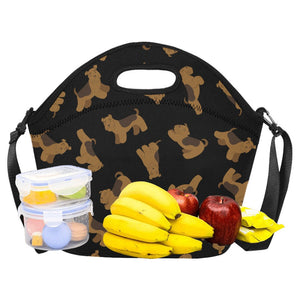 Playful Airedale Terrier Love Neoprene Lunch Bag-17