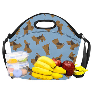 Playful Airedale Terrier Love Neoprene Lunch Bag-22