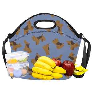 Playful Airedale Terrier Love Neoprene Lunch Bag-23