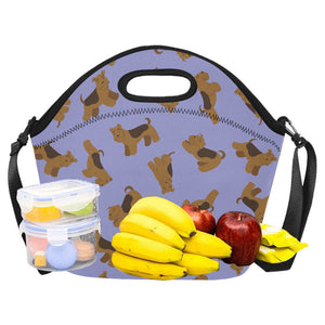 Playful Airedale Terrier Love Neoprene Lunch Bag-24
