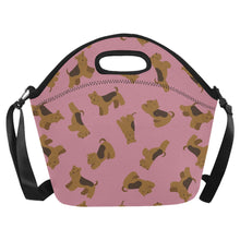 Load image into Gallery viewer, Playful Airedale Terrier Love Neoprene Lunch Bag-Dusty Pink-ONESIZE-4