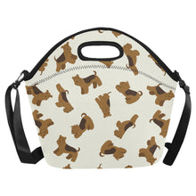Load image into Gallery viewer, Playful Airedale Terrier Love Neoprene Lunch Bag-Ivory White-ONESIZE-2