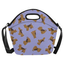 Load image into Gallery viewer, Playful Airedale Terrier Love Neoprene Lunch Bag-Lavender Purple-ONESIZE-8