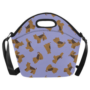 Playful Airedale Terrier Love Neoprene Lunch Bag-Lavender Purple-ONESIZE-8