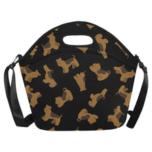 Load image into Gallery viewer, Playful Airedale Terrier Love Neoprene Lunch Bag-Midnight Black-ONESIZE-10