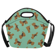 Load image into Gallery viewer, Playful Airedale Terrier Love Neoprene Lunch Bag-Mint Green-ONESIZE-7