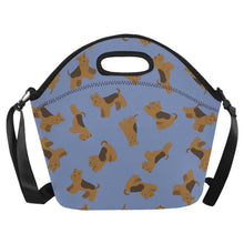 Load image into Gallery viewer, Playful Airedale Terrier Love Neoprene Lunch Bag-Slate Blue-ONESIZE-6