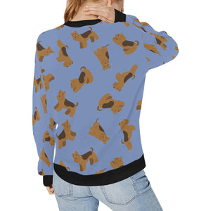Playful Airedale Terrier Love Sweatshirt for Women-22