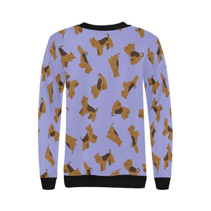 Playful Airedale Terrier Love Sweatshirt for Women-26