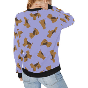Playful Airedale Terrier Love Sweatshirt for Women-27