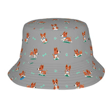 Load image into Gallery viewer, Playful Basenji Love Bull Terrier Bucket Hat-Hats &amp; Caps-Accessories,Basenji,Dog Dad Gifts,Dog Mom Gifts,Hats-Parisian Gray-One Size-17