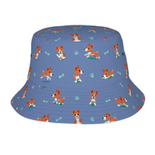 Load image into Gallery viewer, Playful Basenji Love Bull Terrier Bucket Hat-Hats &amp; Caps-Accessories,Basenji,Dog Dad Gifts,Dog Mom Gifts,Hats-Slate Blue-One Size-25