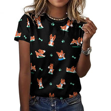 Load image into Gallery viewer, Playful Basenji Love Soft All Over Print Women&#39;s Cotton T-Shirt - 4 Colors-Apparel-Apparel, Basenji, Shirt, T Shirt-12