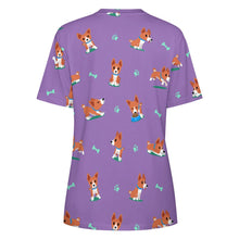Load image into Gallery viewer, Playful Basenji Love Soft All Over Print Women&#39;s Cotton T-Shirt - 4 Colors-Apparel-Apparel, Basenji, Shirt, T Shirt-15