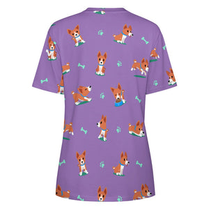 Playful Basenji Love Soft All Over Print Women's Cotton T-Shirt - 4 Colors-Apparel-Apparel, Basenji, Shirt, T Shirt-15