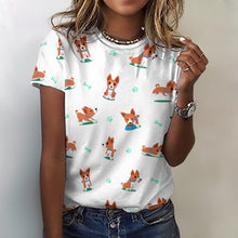 Load image into Gallery viewer, Playful Basenji Love Soft All Over Print Women&#39;s Cotton T-Shirt - 4 Colors-Apparel-Apparel, Basenji, Shirt, T Shirt-2XS-White-1