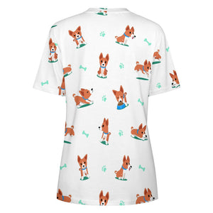 Playful Basenji Love Soft All Over Print Women's Cotton T-Shirt - 4 Colors-Apparel-Apparel, Basenji, Shirt, T Shirt-6