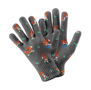 Playful Basenji Love Touch Screen Gloves-Accessories-Accessories, Basenji, Dog Dad Gifts, Dog Mom Gifts, Gloves-Gray-3